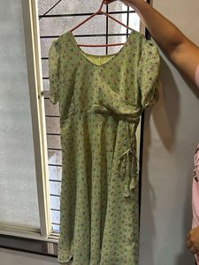 Floral Print Green Dress