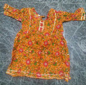 Baby Girl 9-12 Months Mustard Yellow Kurta Set