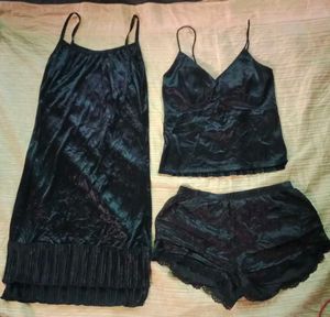 3 In 1 Vintage Sexy  Black Nighty Set