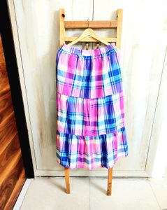 Pink &amp; Blue Cotton Long Skirt Waist Size-30-32