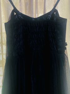 Elegant Black Net Sleeveless Gown