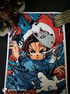 Demon Slayer Poster With Handmade