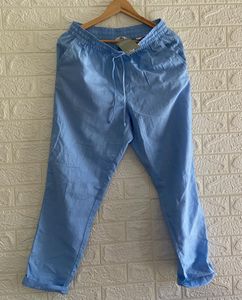 H&m Light Blue Linen Joggers