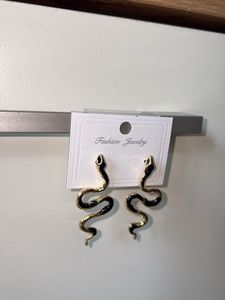 Gold And Black snake Earring