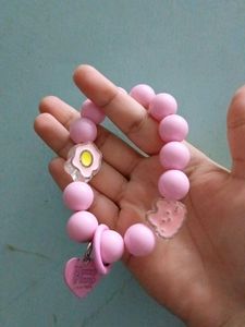 Pink Beaded Bracelet And Phone Charm