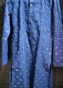 NAVY BLUE MIRROR WORK KURTA