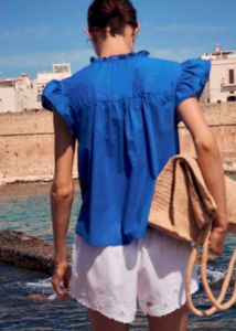 Blue Embroidered Top