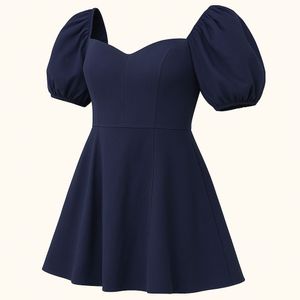 Navy Puff Sleeve Dress