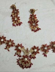 Combo Wedding Georgette Saree, Blouse &amp; Necklace