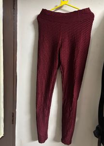 Textured Maroon Leggings