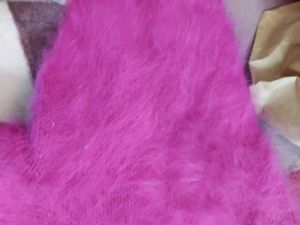 Magenta Color Short Fur Sweater