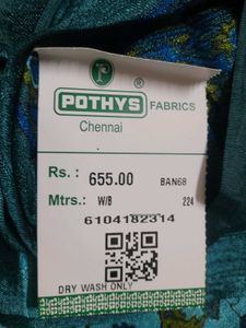 Blue Floral Printed Saree with Contrast Blouse