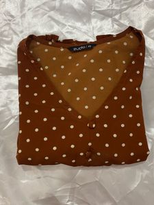 Brown Polka Dot Top