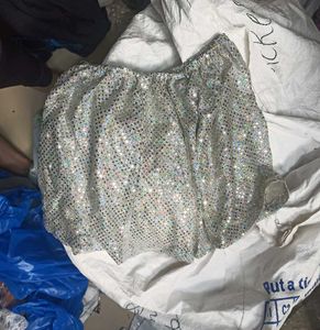flared silver club skirt