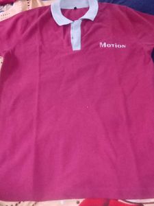 Blue Polo with Red and White Trim