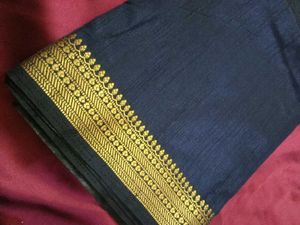 Elegant Navy Blue Silk Saree