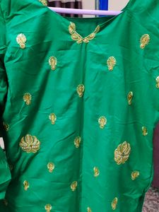Green Embroidered Kurta Set