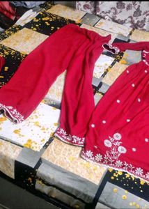 Red Embroidered Kurta Set
