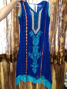 Blue Embroidered Kurti