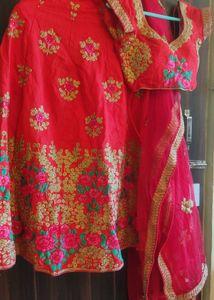 Red Embroidered Lehenga Choli Set