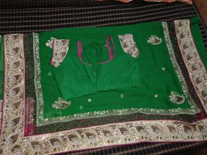 Green Embellished Saree