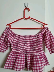 Gingham Off-Shoulder Top