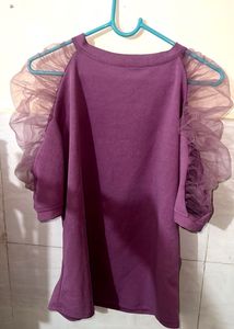 Purple Tulle Sleeve Top