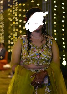 Lime Colour Engagement Lehenga
