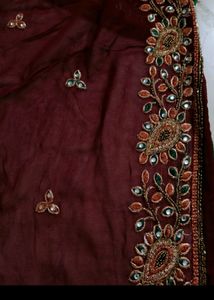 Dark Brown/Mehroom Colour Saree