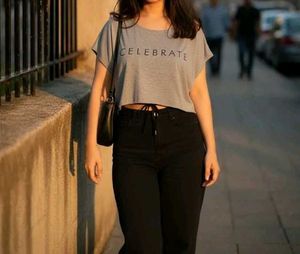 Gray Celebrate Crop Top