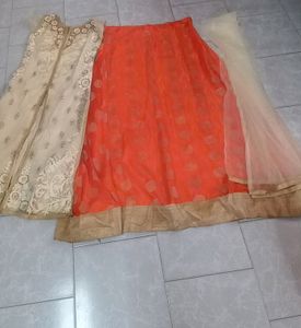 Owmen And Girls Orenge Colour Lehanga Dress