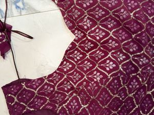 Maroon Embroidered Saree Blouse