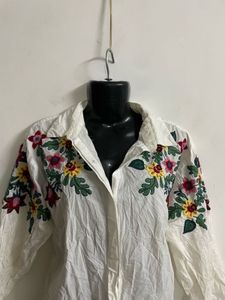 Zara Embroidered Shirt White