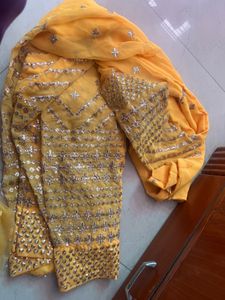 Yellow Semi Stitched Chiffon Suit