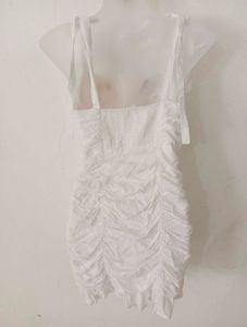 White Ruched Mini Dress