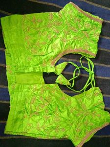 Parrot Green 💚 Colour Embroidery Stitched Blouse