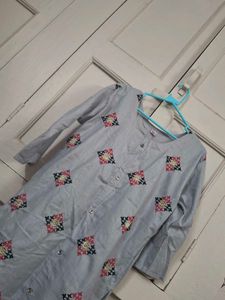 Embroidered Grey Kurta
