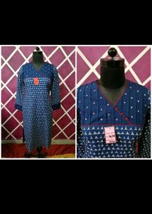 Blue Pintex Hand Embroidery Kurti
