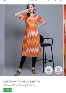 Stylish Orange Ikat Kurta