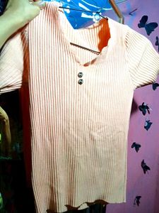 Peach Ribbed Knit Top
