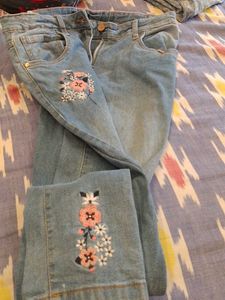 Floral Embroidered Jeans