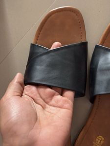 Black Cross Strap Slides