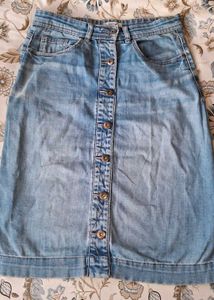 Button-Down Denim Skirt