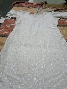 White Colour Chicken Curry Kurti