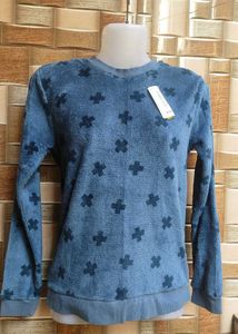 Blue Plush Pullover Sweater