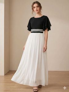 Elegant Black & White Maxi Dress