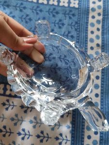 Clear Faceted Glass Turtle Figurine Decor