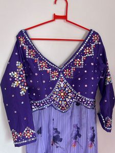 Beautiful purple A line kurti with side cuts