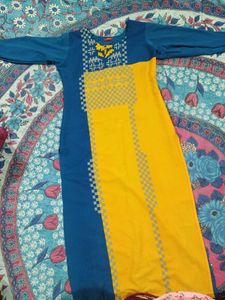 Blue &amp; Yellow Patterned Kurti