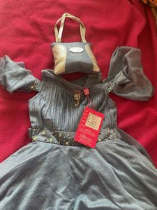 Blue Embellished Newborn Frock With bag